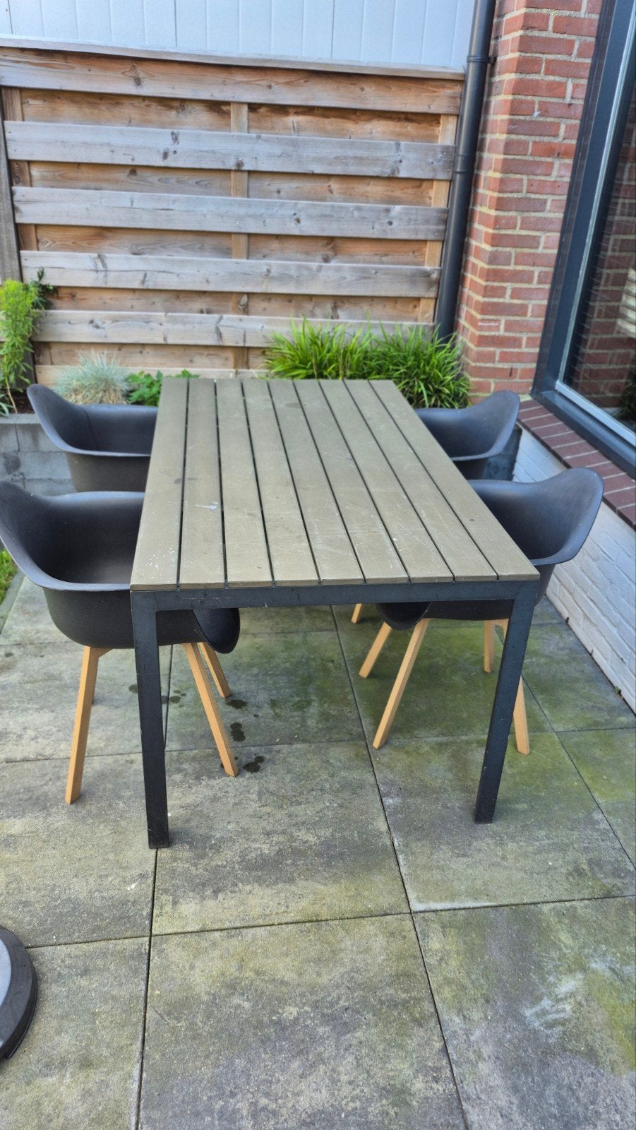 Tuintafel + 4 stoelen, Tuin en Terras, Ophalen, Gebruikt