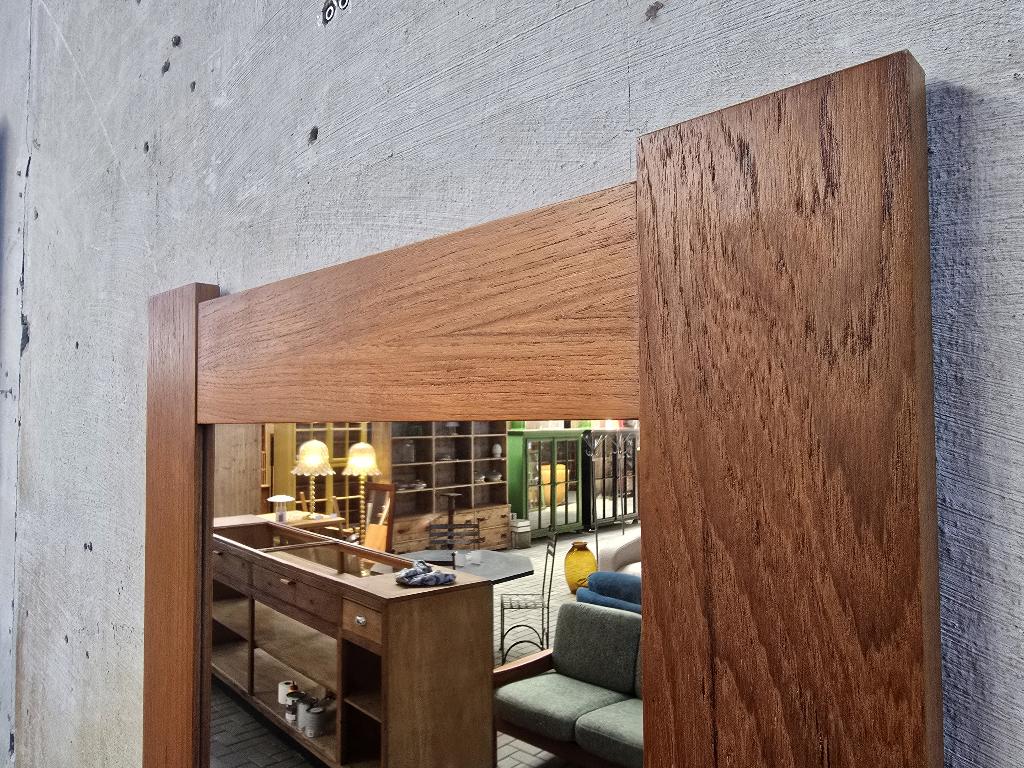 Mid Century Deens Design Spiegel Teak | Vintage Rechthoek, Huis en Inrichting, Woonaccessoires | Spiegels, Gebruikt, 100 tot 150 cm
