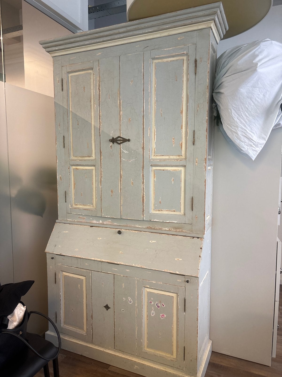 Antieke secretaire kast - Grijs/Blauw, Ophalen