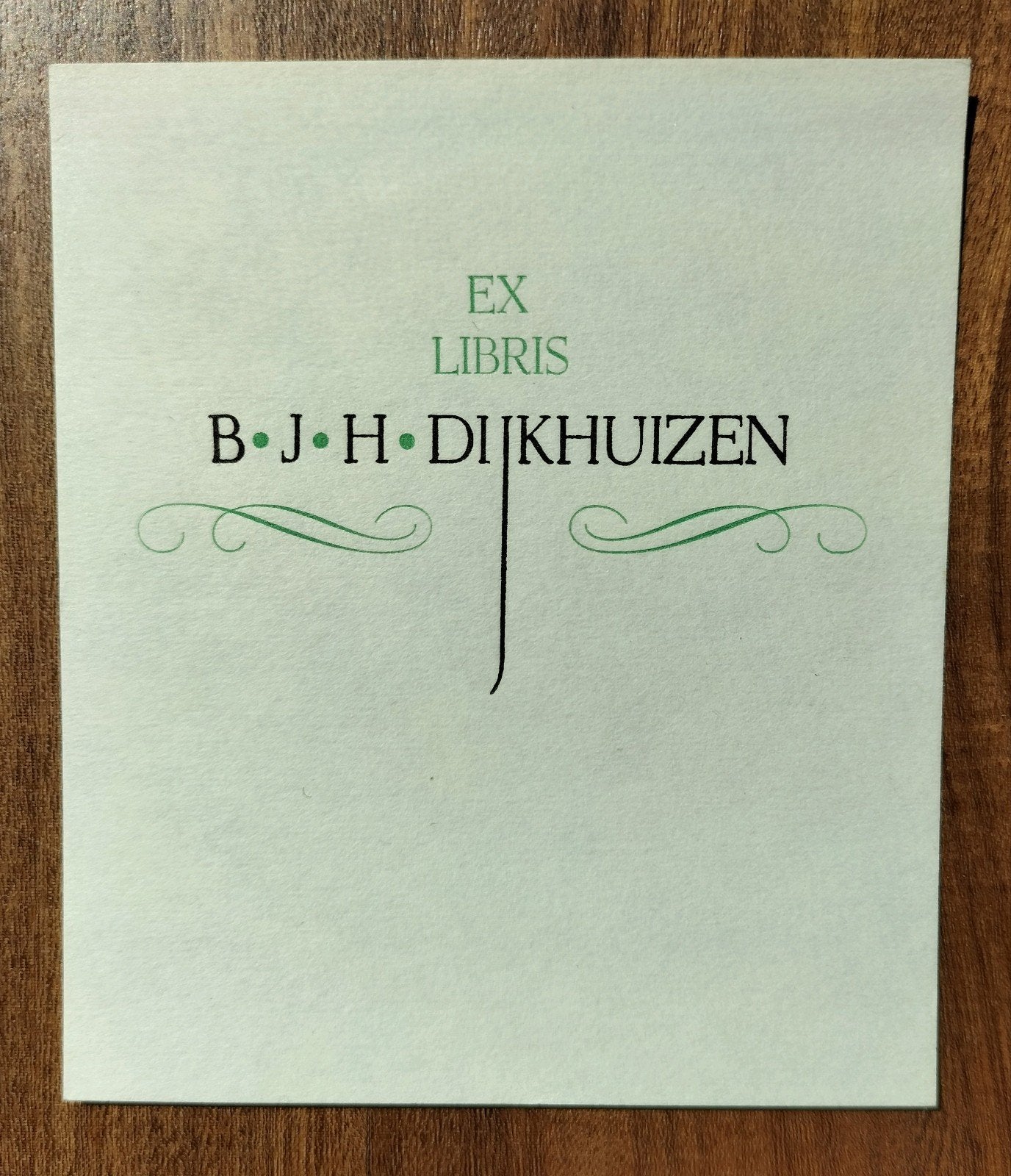 Exlibris B.J.H. Dijkhuizen - (B. Timmer, 1950, Typografie), 8 cm, 1950 - 1999, 9 cm, Origineel