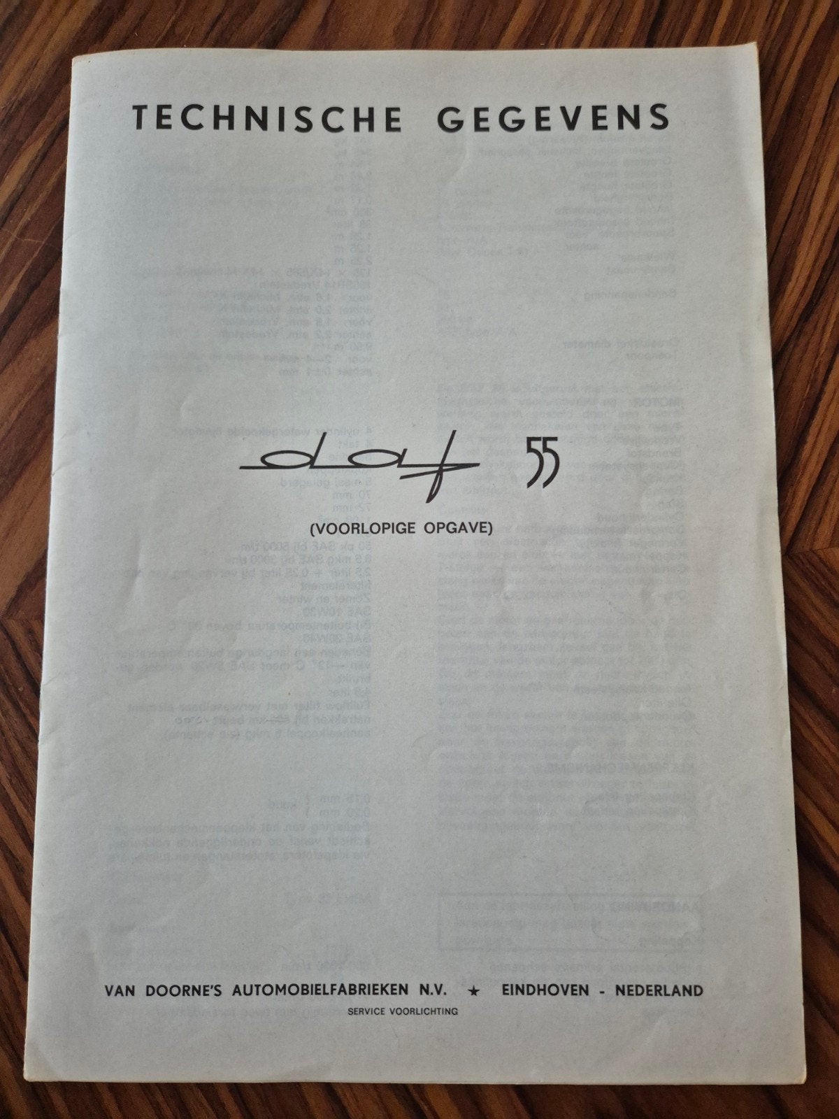 Folder Daf 55, technische gegevens, Boeken, Ophalen of Verzenden, Gelezen, Overige merken