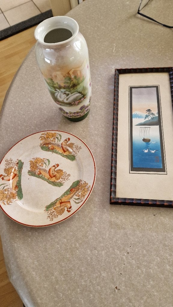 oud chinees vaasje- bordje en schilderijtje, Antiek en Kunst, Ophalen of Verzenden