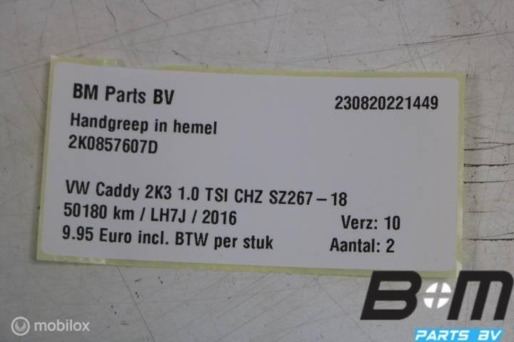 Handgreep in hemel VW Caddy 2k3 2016 2K0857607D, Auto-onderdelen, Gebruikt