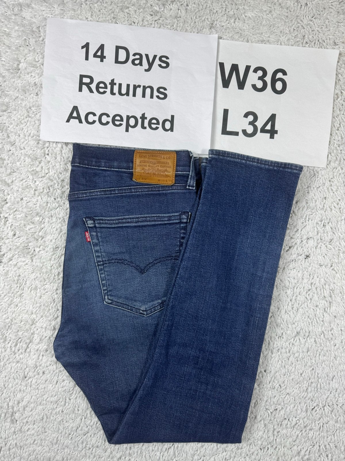 Levi's 512 Slim Taper Fit Jeans - W36 L34 - Blauw 2713, W36 - W38 (confectie 52/54), F, W, S