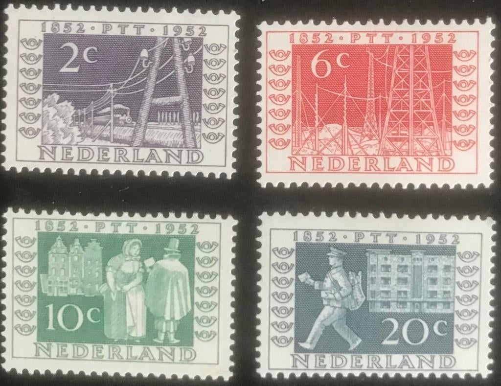 Nederland 1952 - nvph 588-591 - ITEP  - plakkerafdrukje, Postzegels en Munten, Postzegels | Nederland, Verzenden, Na 1940