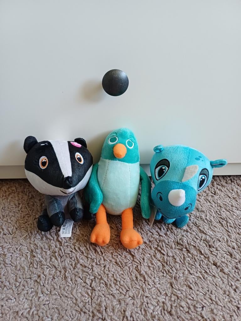 3 schattige knuffels ( das, pinguïn en meushoorn), Lidl, Overige karakters, Overige typen, Ophalen of Verzenden