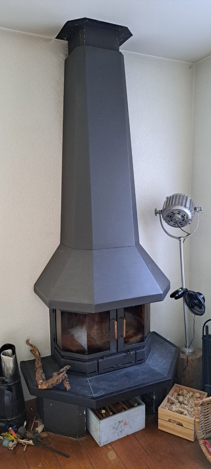 Barbas Haard met stalen mantel en ombouw, Ophalen of Verzenden, Gebruikt, Vrijstaande haard, Houthaard