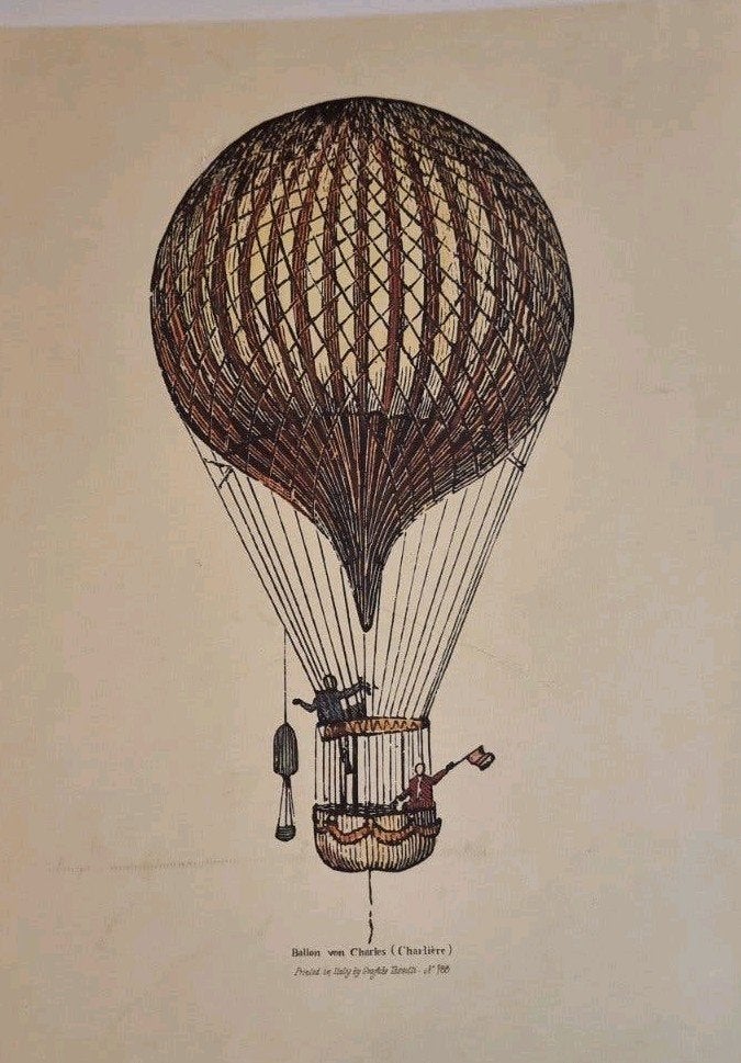 Lithografie Ballon von Charles (Charlière) - 25 x 33,5 cm, Antiek en Kunst, Origineel, Ophalen of Verzenden, Overige onderwerpen