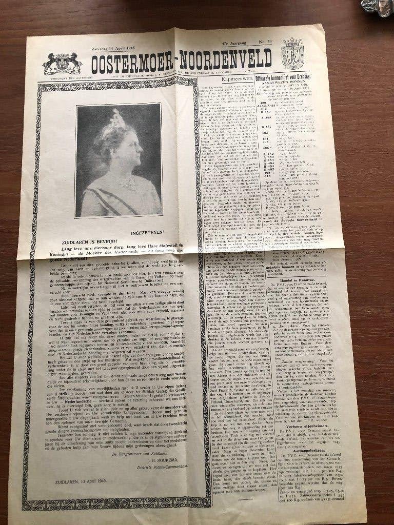 1945 Bevrijding Zuidlaren. Oostermoer-Noordenveld, 14 april., Tweede Wereldoorlog, Verzenden, Zo goed als nieuw, Overige onderwerpen