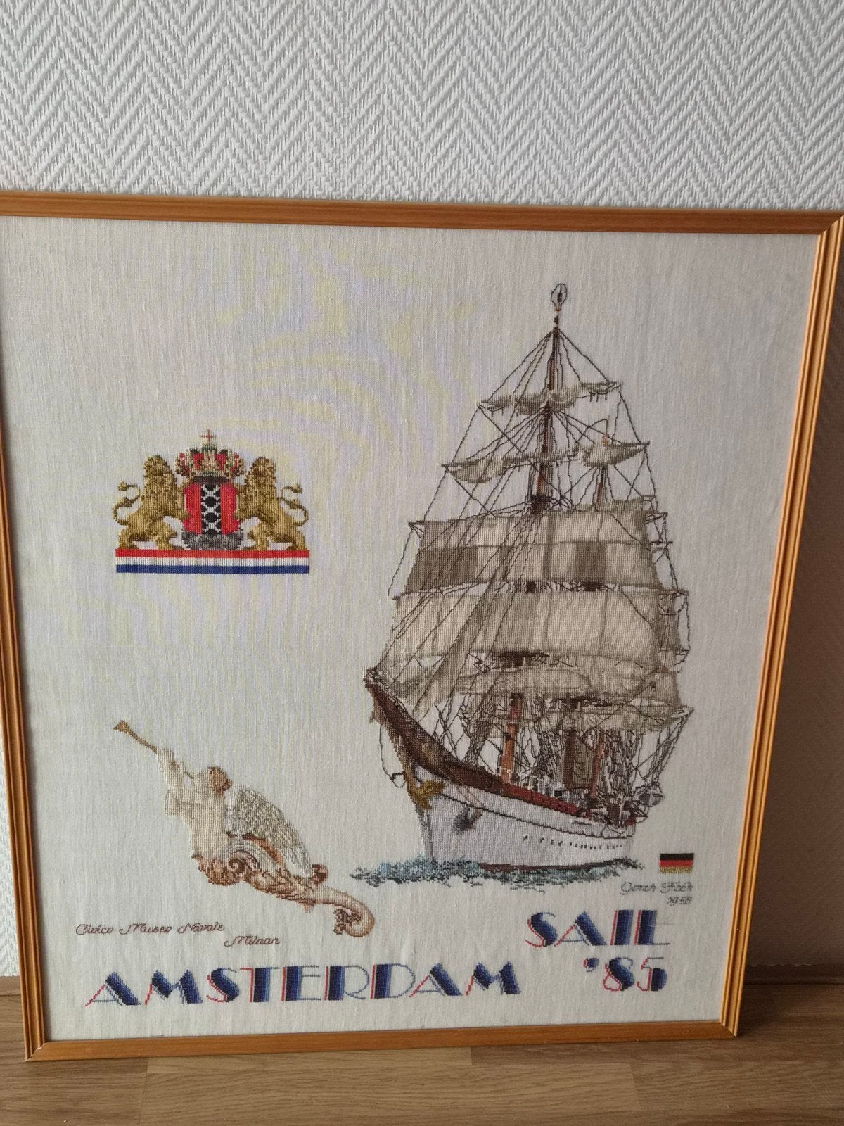 Borduurwerk Sail Amsterdam '85 - Uniek Zeilschip Kunst, Ophalen, Zo goed als nieuw, Overige typen