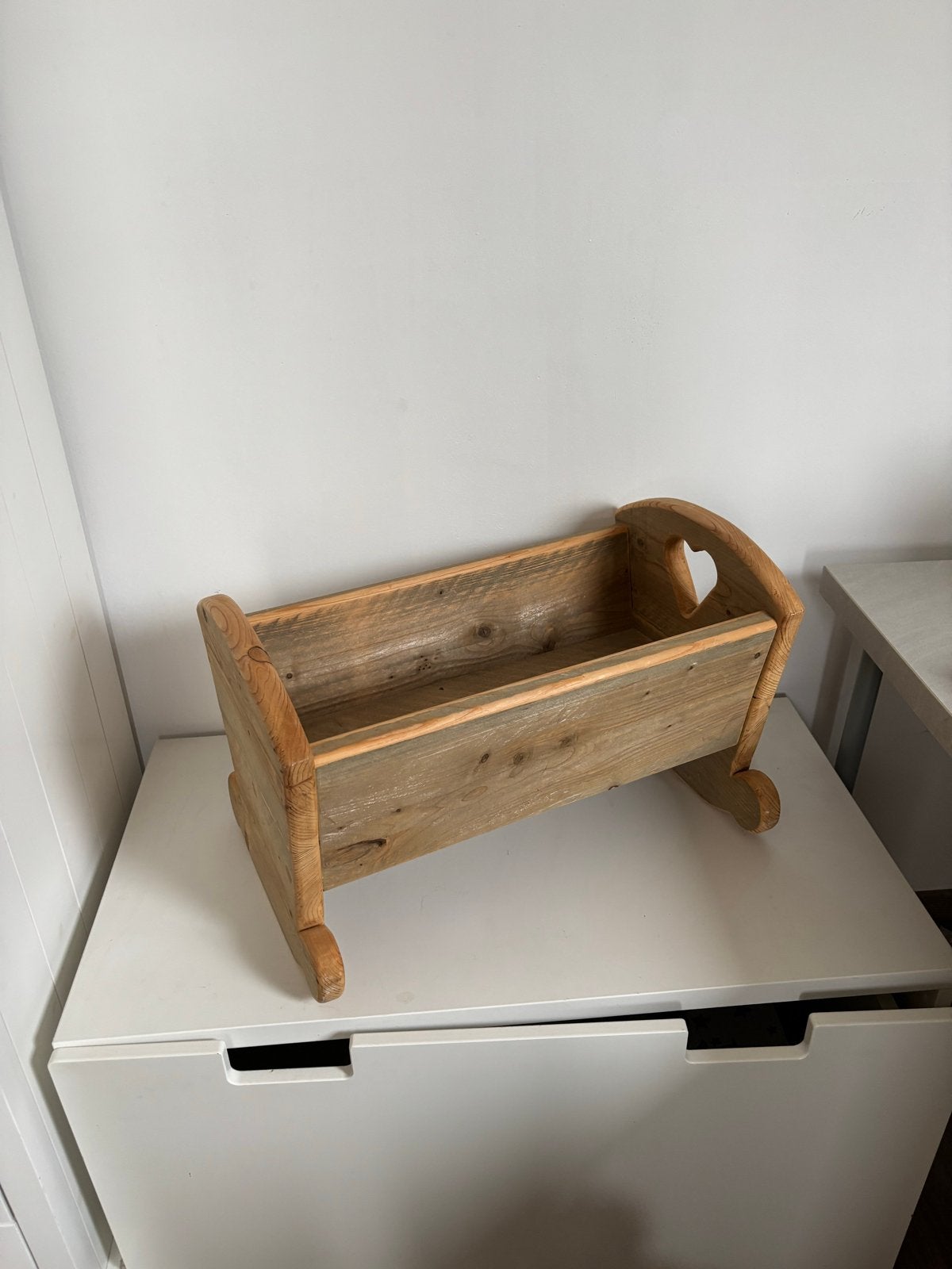 Houten Wiegje / Poppenwiegje met Hartuitsparing, Ophalen, Gebruikt, Wieg