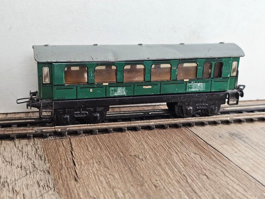 Modeltrein TRIX-EXPRESS 3 rail systeem pers.wagon blik, Gebruikt, Gelijkstroom, Trix, Rails