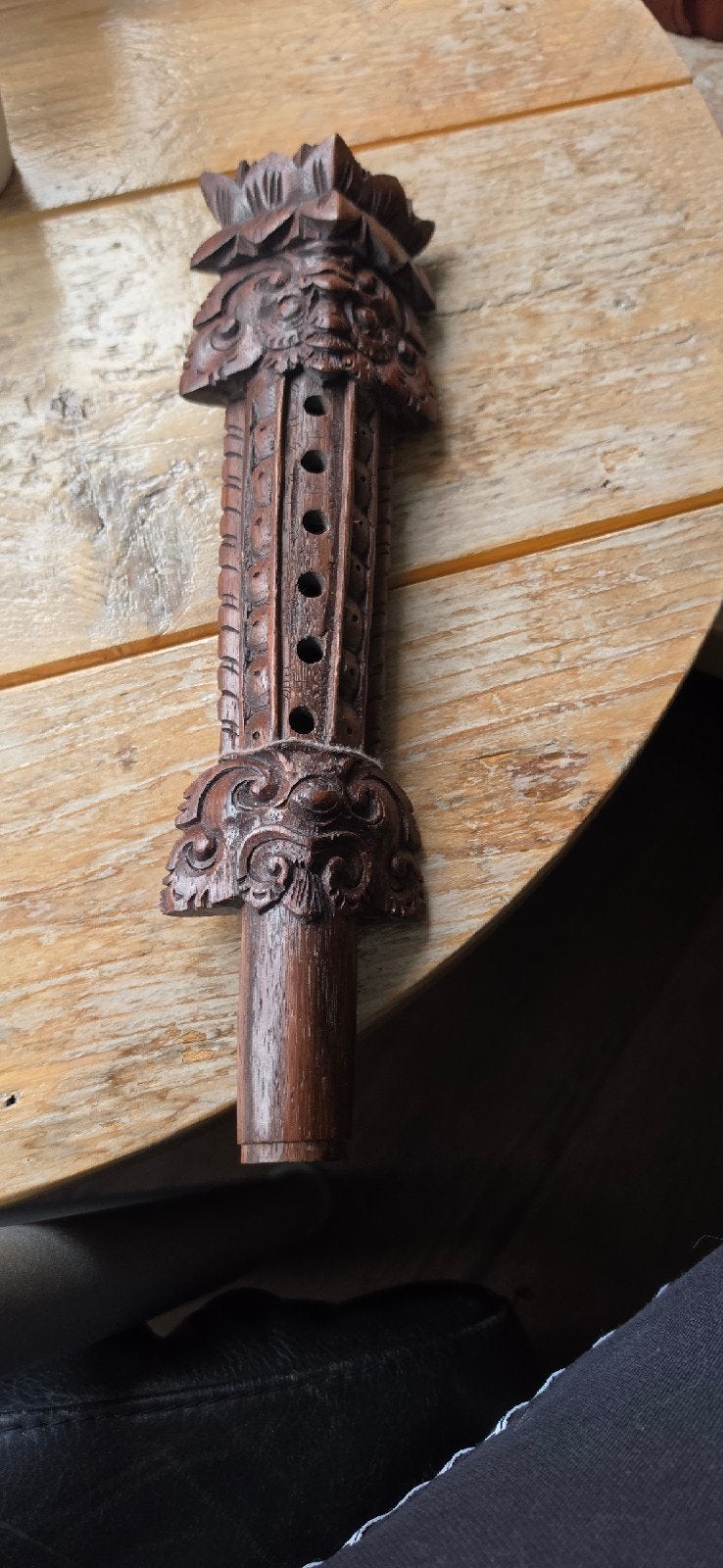 Decoratieve Houten Fluit - Handgesneden, Ophalen of Verzenden, Gebruikt, Houtblazer