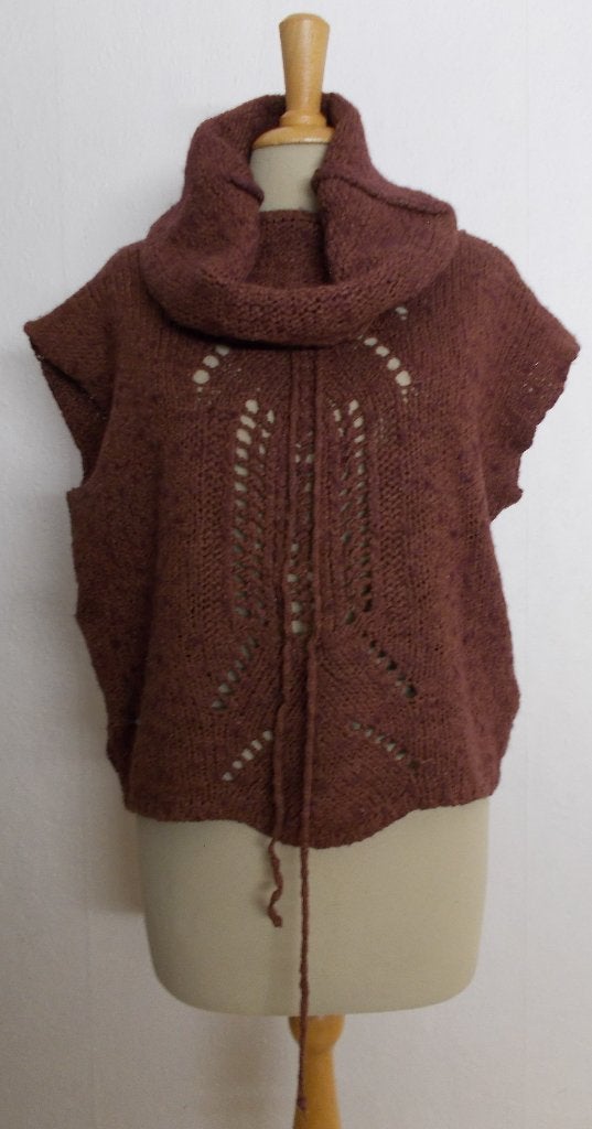 Aparte leuke bruine 50% wol mix trui/spencer! L, Verzenden, Zo goed als nieuw, Maat 42/44 (L), Bruin