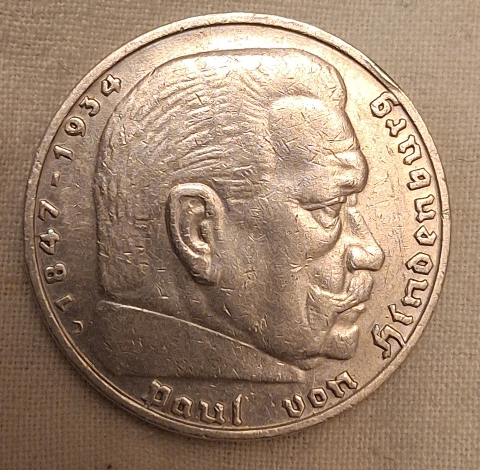 5 Reichsmark 1936 J - Zeldzame Gotische J (Gebogener Stamm), Ophalen of Verzenden, Duitsland, Losse munt, Zilver