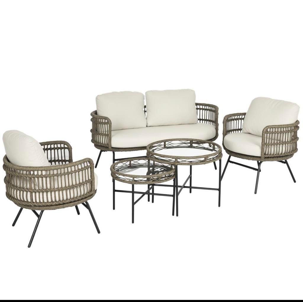 Tuinset boho stijl rotan laatste stuk, Ophalen, Nieuw, 4 zitplaatsen, Tuinset