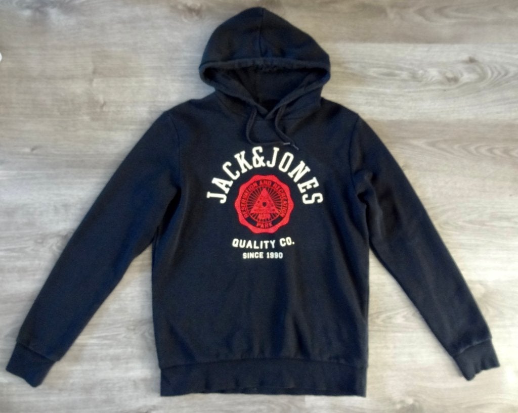 Mooie zwarte capuchon trui hoodie Jack & Jones maat M, Maat 38/40 (M), Zwart, Ophalen of Verzenden, Zo goed als nieuw