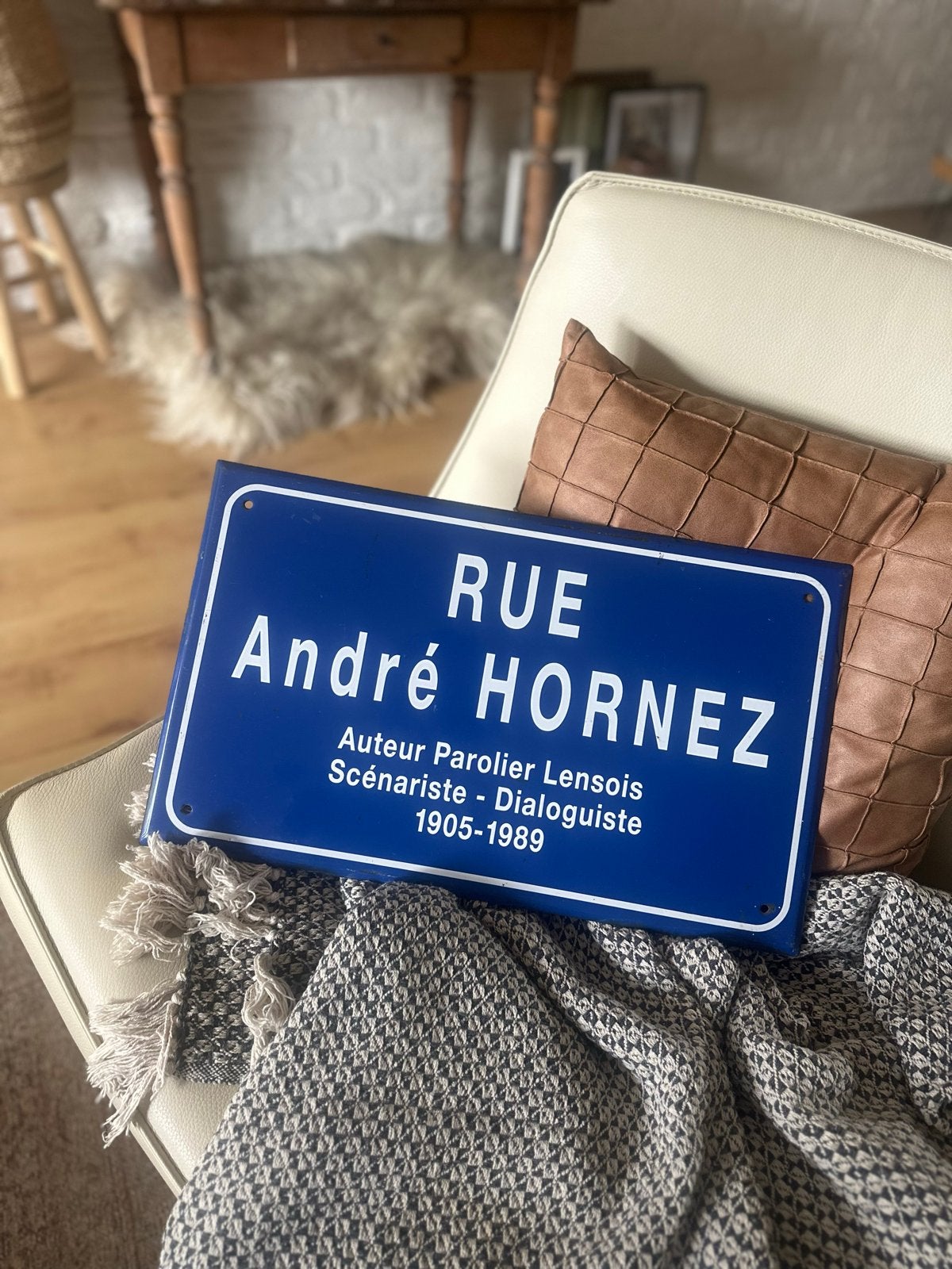 Vintage / brocant Frans straatnaambord 'Rue André Hornez', Ophalen