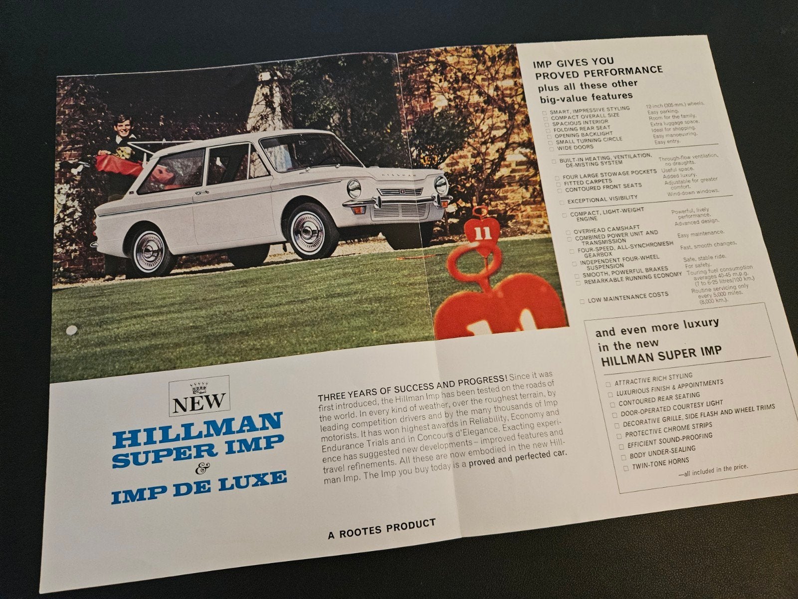 Brochure Hillman Super Imp & Imp de Luxe mark 2, Ophalen of Verzenden, Zo goed als nieuw, Overige merken