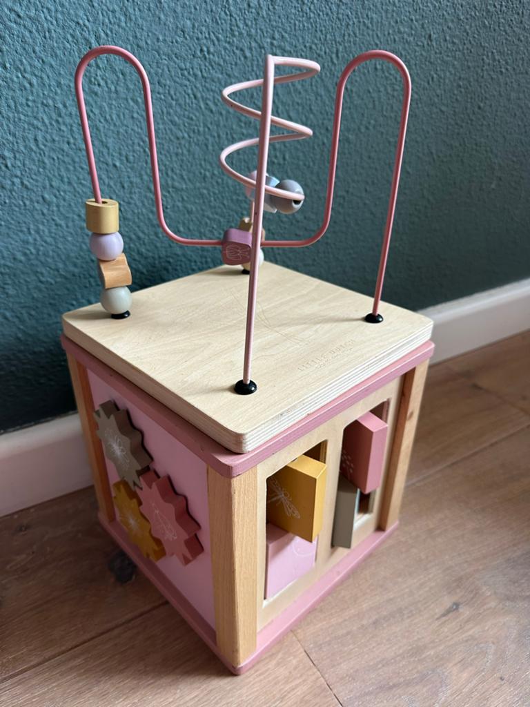 Little Dutch activiteitenkubus - roze/hout (2 vormpjes), Kinderen en Baby's, Speelgoed | Houten speelgoed, Ophalen, Zo goed als nieuw