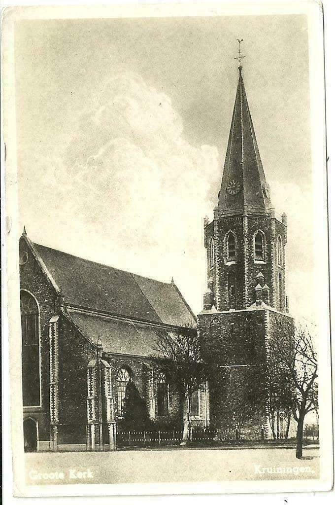 AK Kruiningen - Groote Kerk, Ophalen of Verzenden, 1940 tot 1960, Gelopen, Zeeland