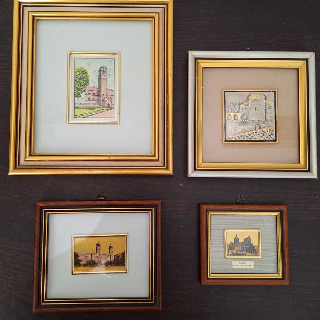 Miniatuur schilderijen gold & zilver plated, Antiek en Kunst, Ophalen of Verzenden