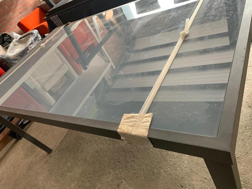 Tuintafel met glasplaat, Tuin en Terras, Ophalen, Zo goed als nieuw, Rechthoekig, Aluminium