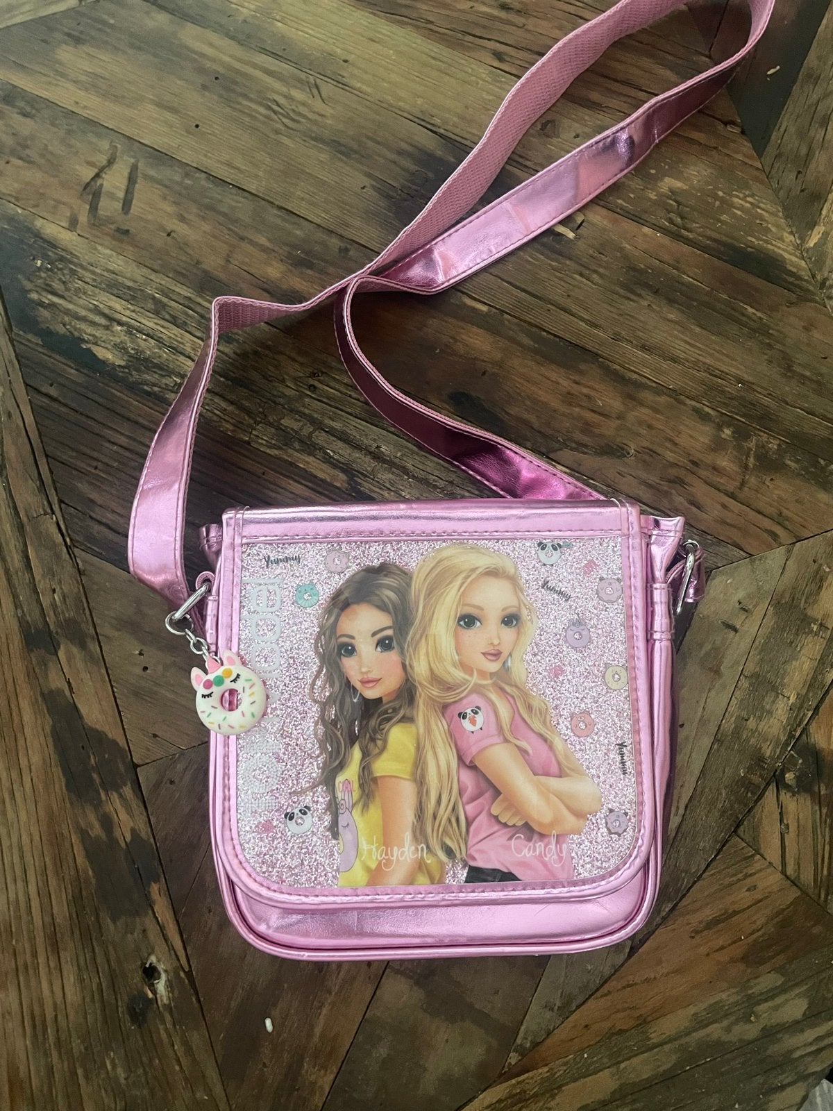 Topmodel tasje roze met glitter en schouderband, Ophalen of Verzenden, Gebruikt, Roze, Overige merken