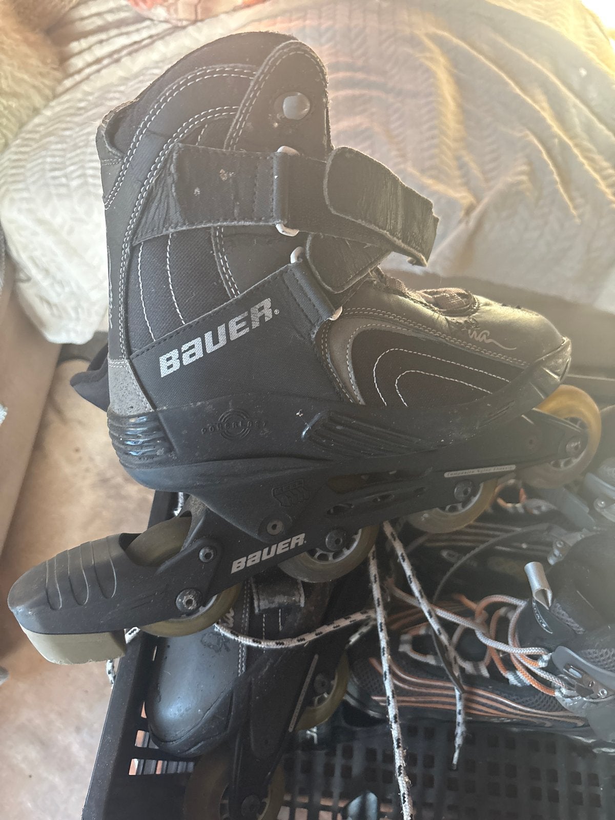 Bauer en Huyskate skeelers met bescherming, Ophalen, Gebruikt, Bauer, Inline skates 4 wielen