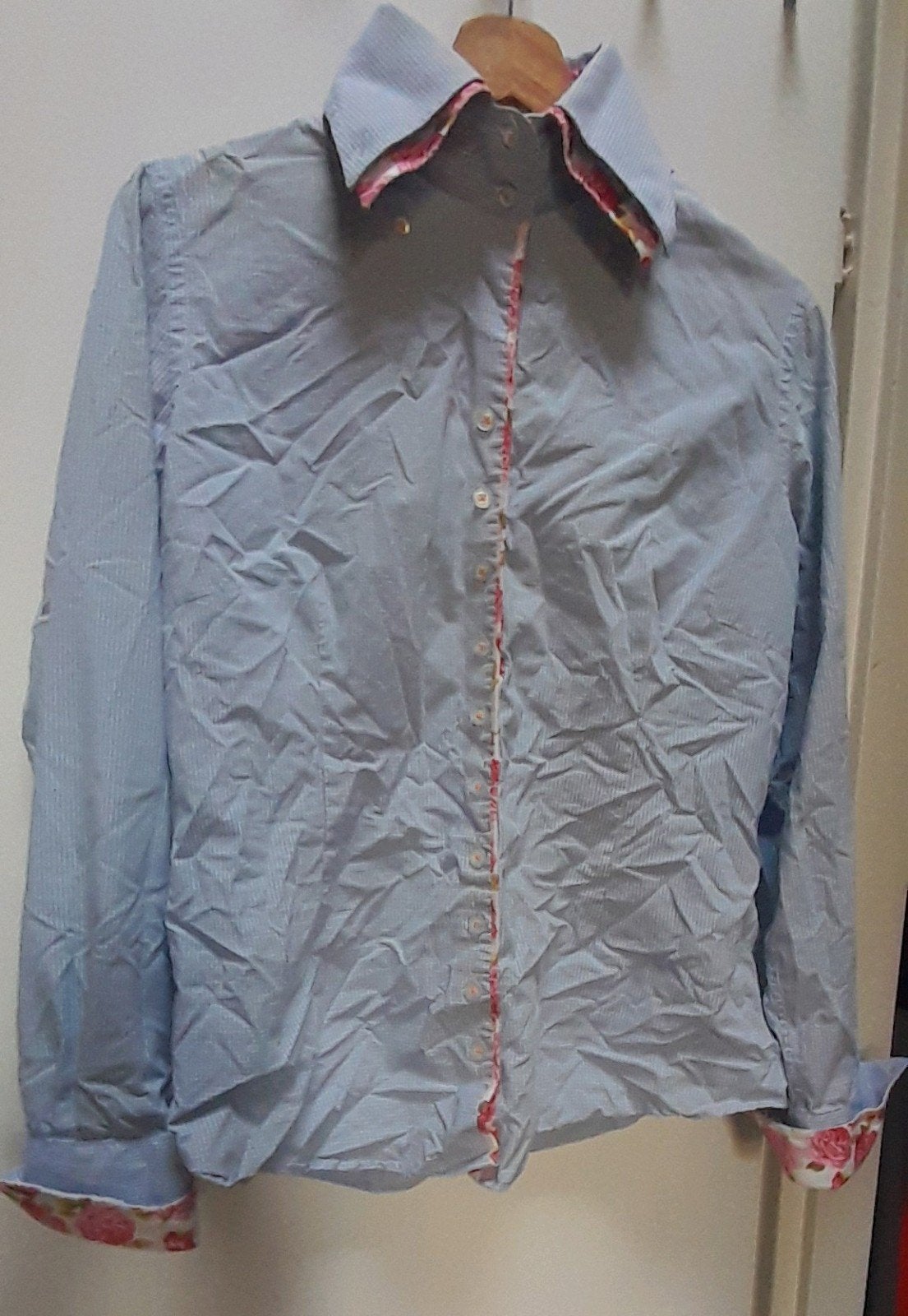 Cavallaro Napoli blouse maat 42 met rozenprint, Blauw, Ophalen of Verzenden, Gedragen, Cavallaro Napoli