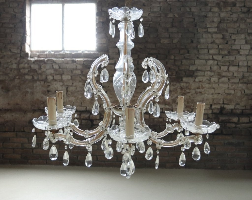 Maria Theresia kroonluchter, kristal, 5 lichten, Ø 71 cm, Ophalen, Gebruikt, Glas