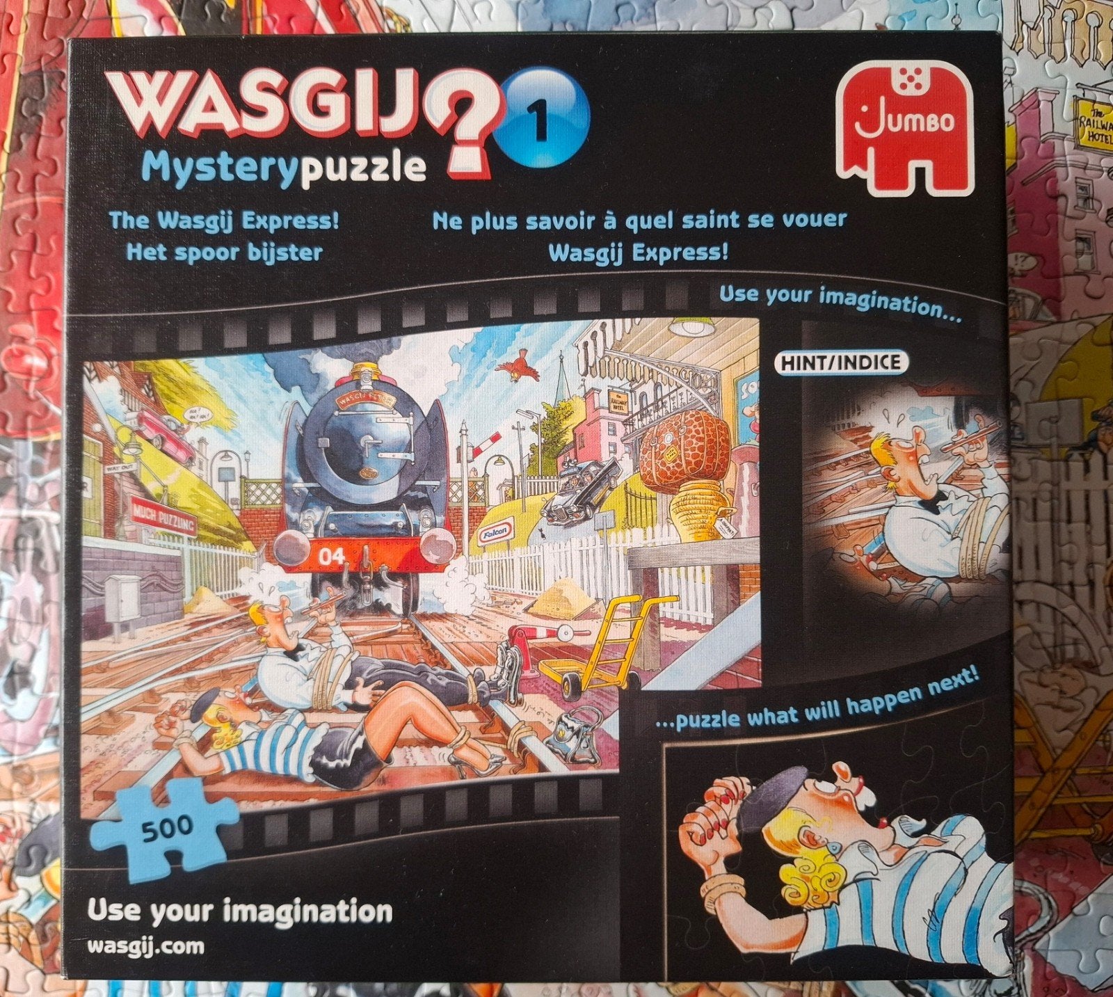 Wasgij? mystery puzzel 1, 500 stukjes het spoor bijster, Ophalen of Verzenden, 500 t/m 1500 stukjes, Zo goed als nieuw