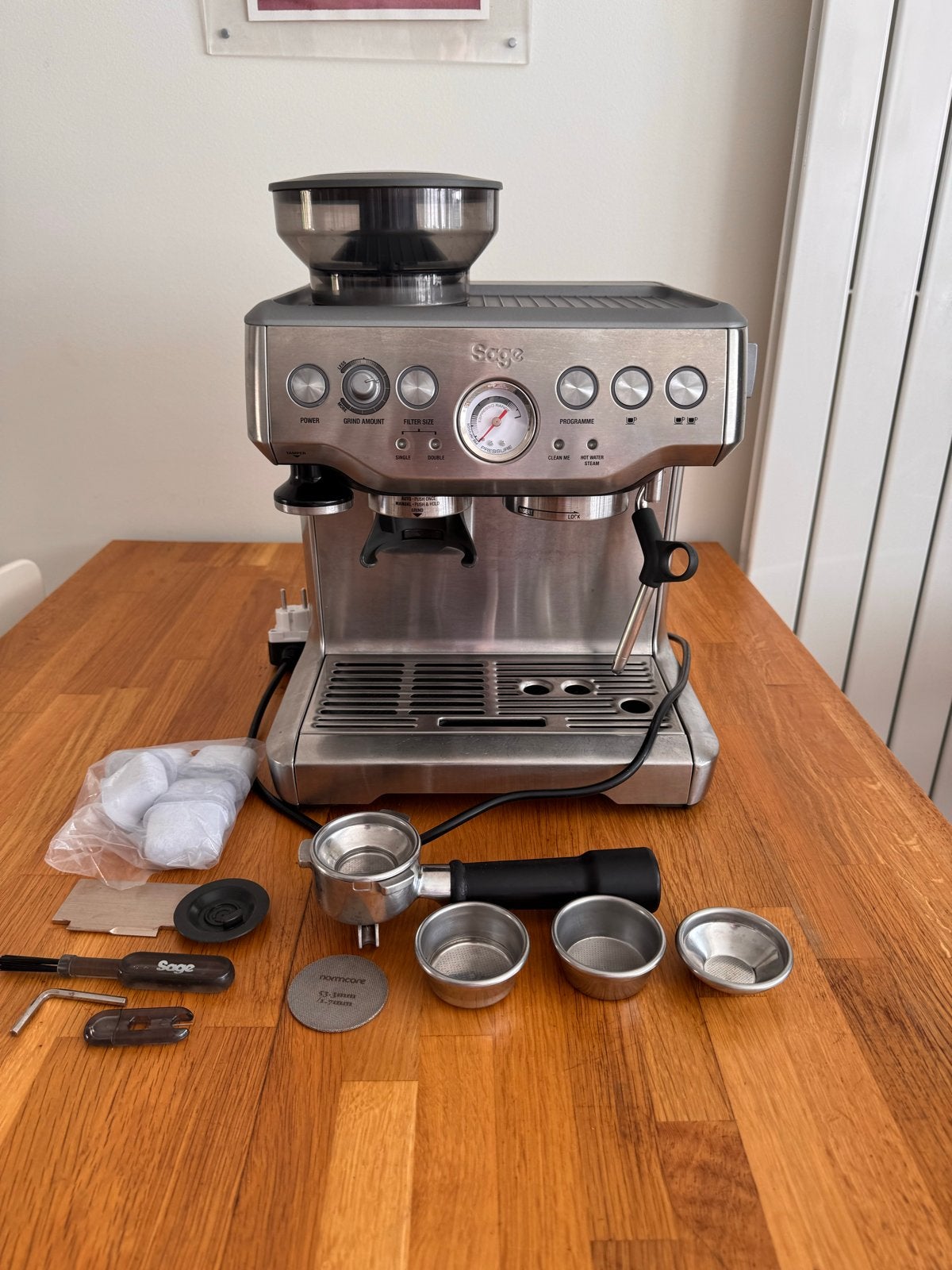 Breville Sage Barista Express Espressomachine met bonenmaler, Ophalen, Gebruikt, Espresso apparaat, Koffiebonen