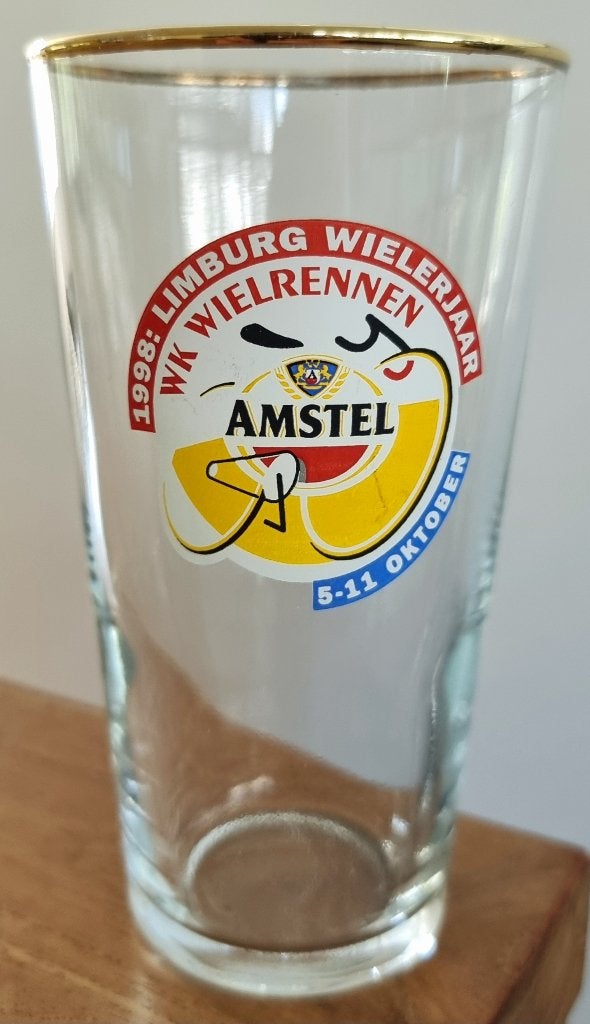 Amstel glas WK Wielrennen Limburg 1998 - collectors item, Verzamelen, Ophalen of Verzenden, Zo goed als nieuw, Glas of Glazen