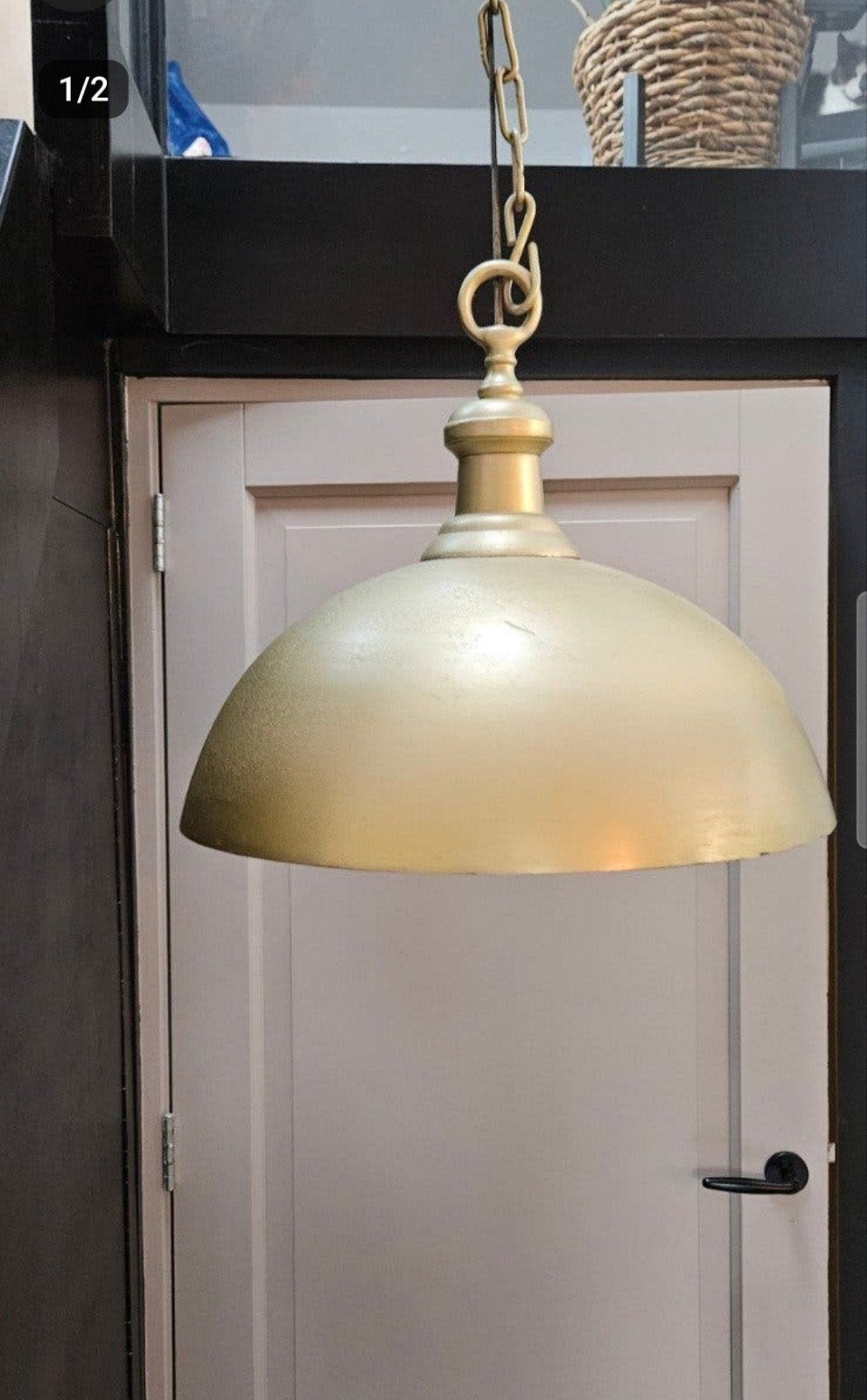 Gouden hanglamp met ketting, industriële stijl, Ophalen, Gebruikt, Industrieel, Modern, E27 (groot)