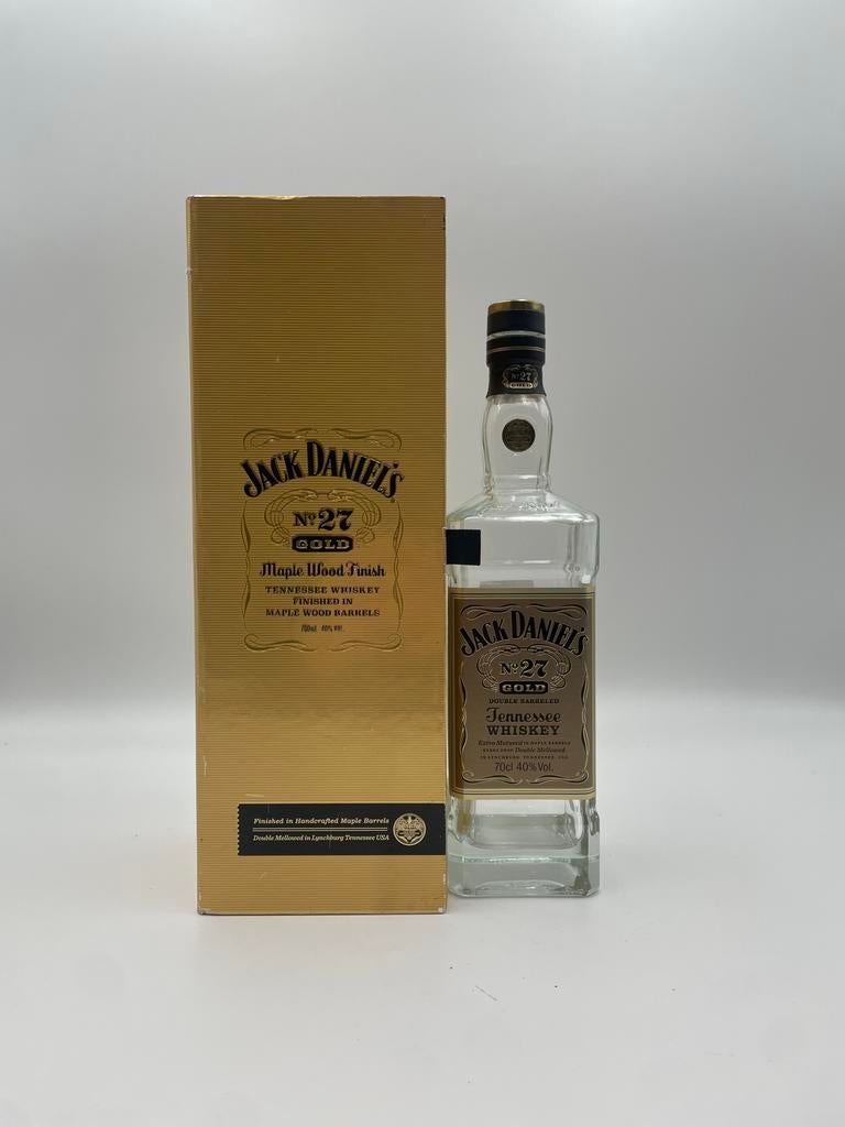 Lege Jack Daniel's N27 Gold fles met doos, Ophalen of Verzenden, Gebruikt