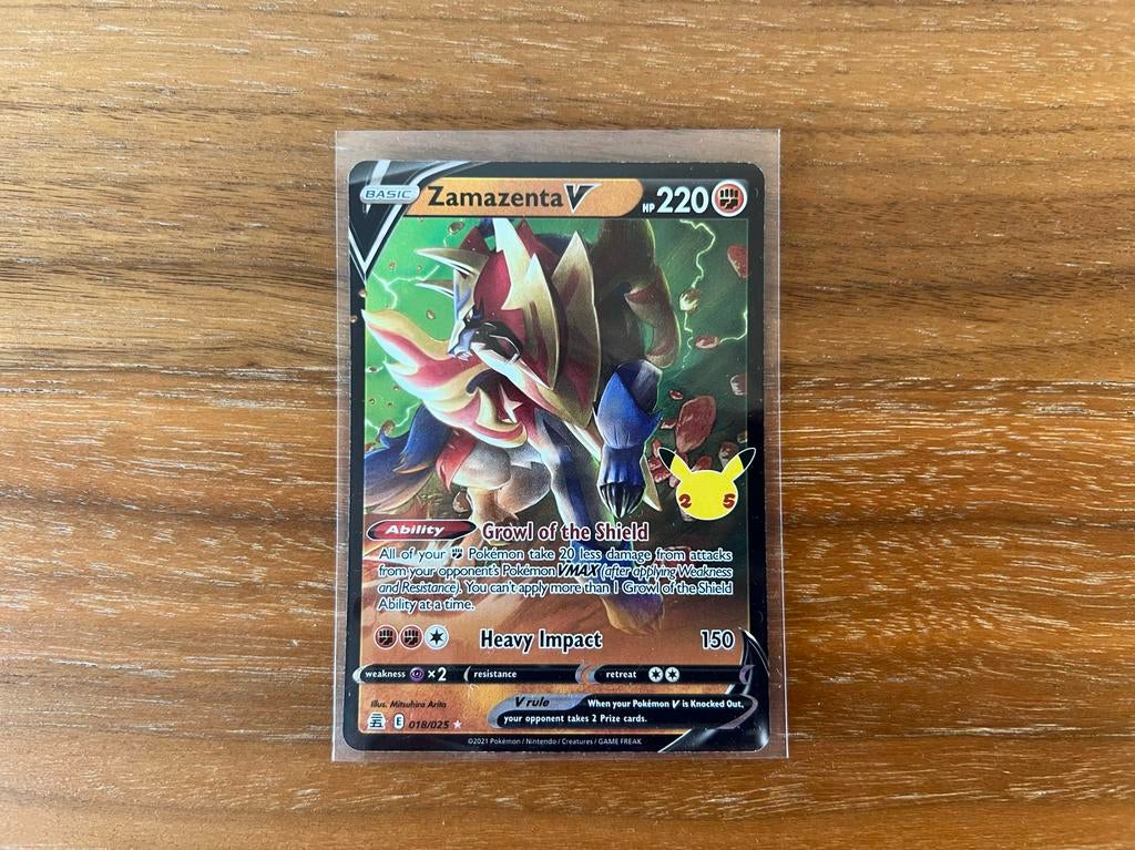 Zamazenta V 018/025 Celebrations Pokémon Kaart, Ophalen of Verzenden, Nieuw, Losse kaart, Foil