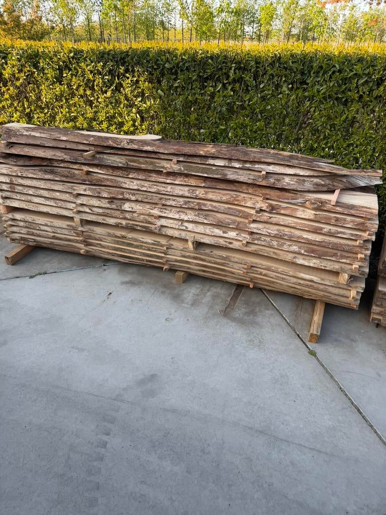 12 iepen schaaldelen voor 600 euro, Tuin en Terras, Palen, Balken en Planken, Zo goed als nieuw, Planken, 250 cm of meer, Ophalen