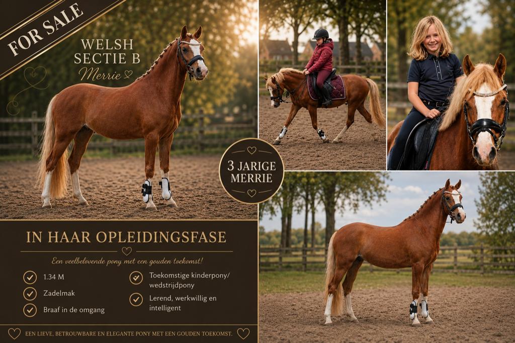 3 jarige welsh B merrie, Dieren en Toebehoren, Pony's, Merrie, 3 tot 6 jaar