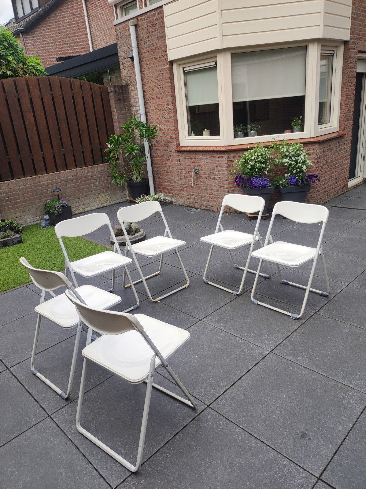 Set van 6 klapstoeltjes - ideaal voor feestjes, Ophalen, Gebruikt, Wit, Praktisch