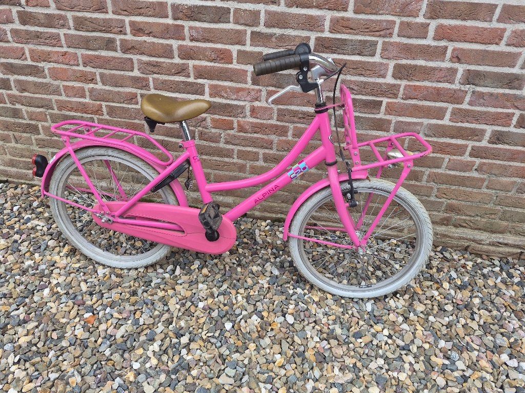 Alpina kinderfiets 20 inch roze met voordrager, Ophalen, Terugtraprem, Gebruikt, Alpina