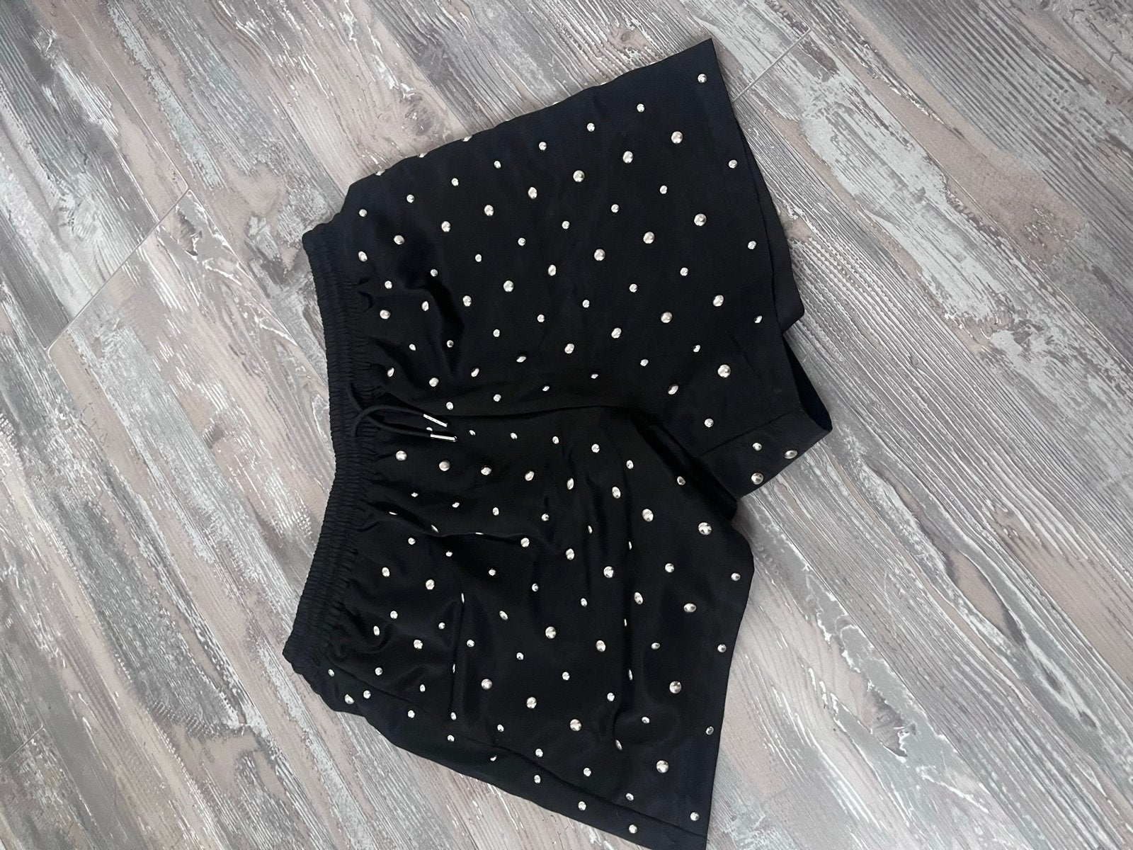 Zwarte Korte Broek met Studs, Ophalen, Kort, Zwart, Maat 42/44 (L)