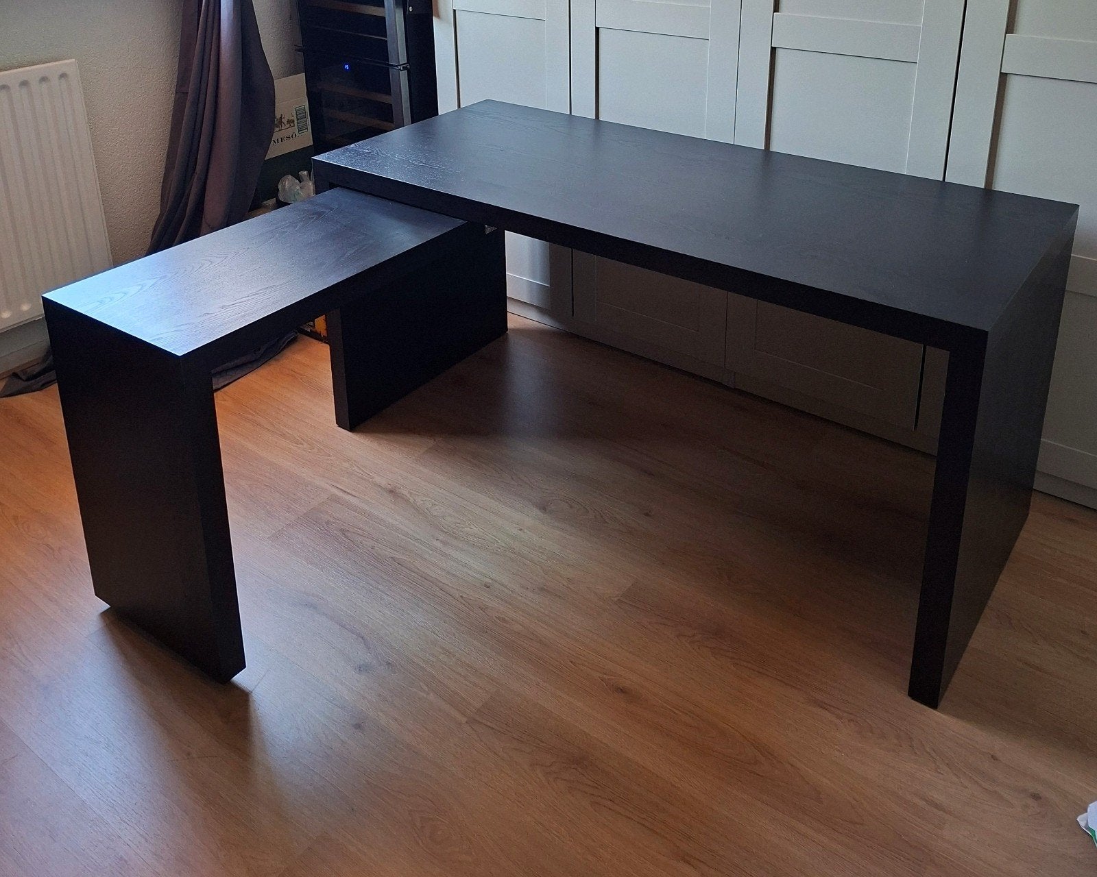 IKEA MALM Bureau, uitschuifbaar blad, zw/br en bureaustoel, Ophalen, Gebruikt, Spaanplaat of MDF, IKEA