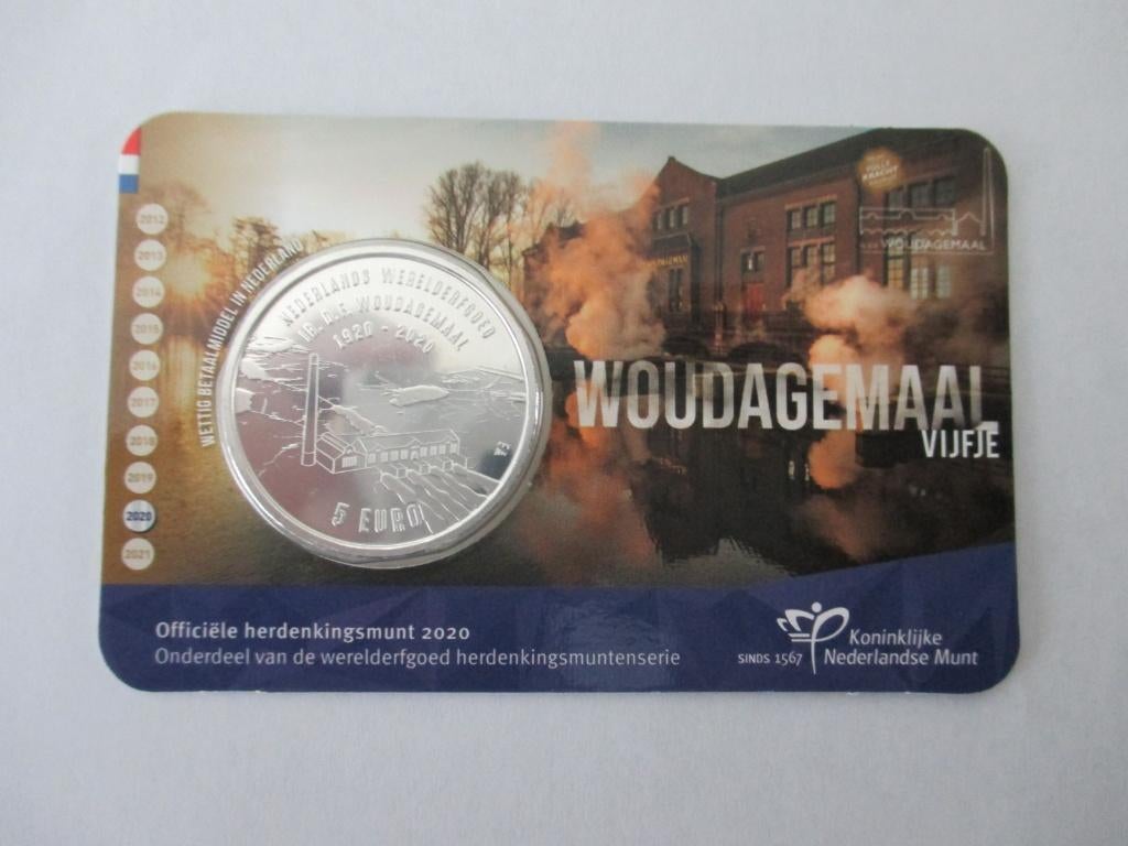 Coincard het Woudagemaal vijfje 2020, Ophalen of Verzenden, Koningin Beatrix, Euro's, Setje