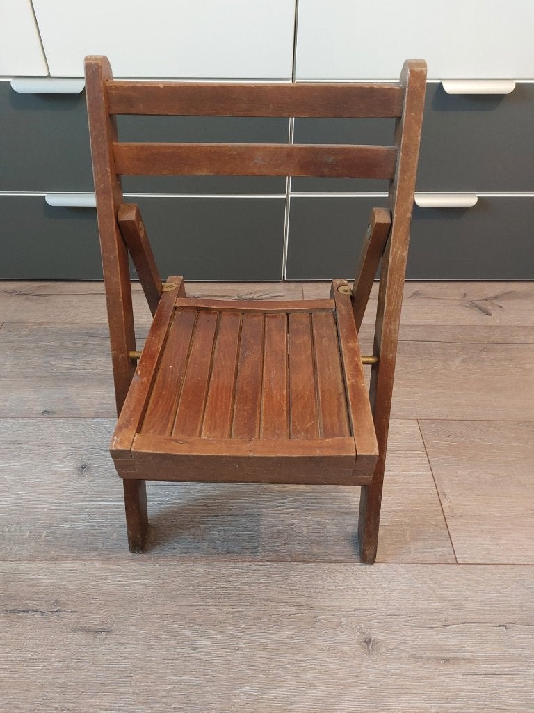 houten inklapstoel klein, Ophalen, Gebruikt, Bruin, Eén