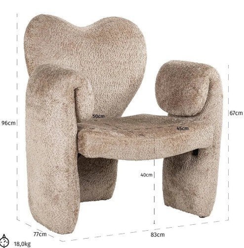 Richmond Interiors Didi fauteuil — Natural Sheep, Huis en Inrichting, Ophalen, 75 tot 100 cm, Zo goed als nieuw, 50 tot 75 cm