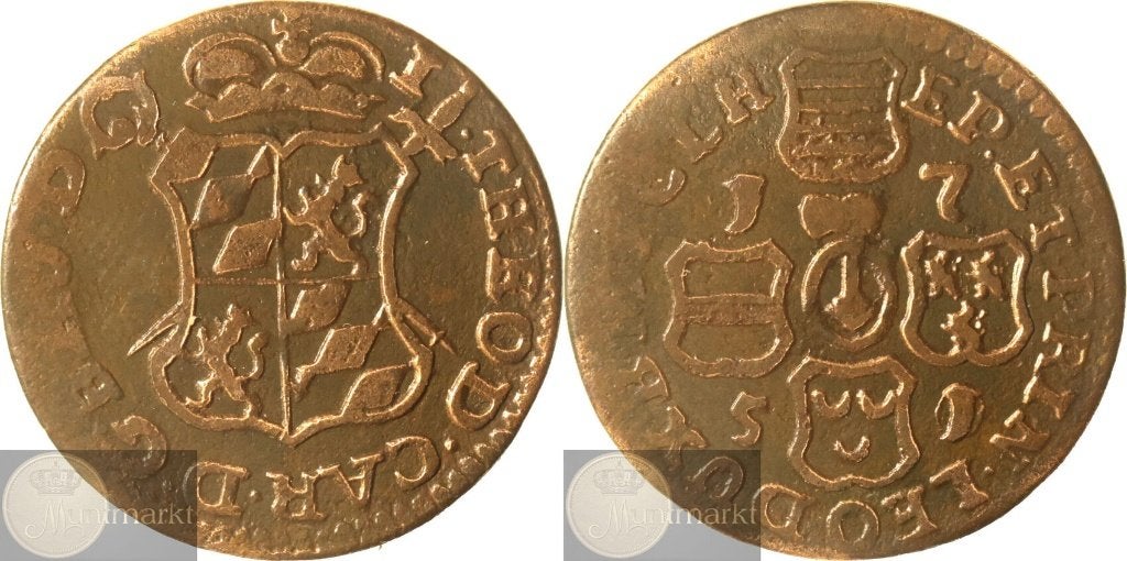 Luik - Liard 1751 over 1750 jaartalwijziging, Ophalen of Verzenden, Vóór koninkrijk, Overige waardes, Losse munt