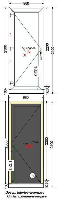Nieuwe Aluplast Buitendeur 980x2400mm, Ophalen, Kunststof, 215 cm of meer, Nieuw