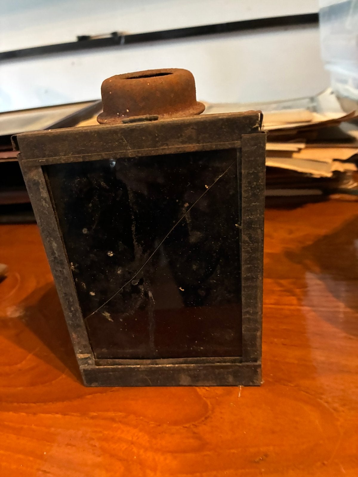Antieke olielamp / lantaarn, roestig en charmant, Antiek en Kunst, Ophalen of Verzenden
