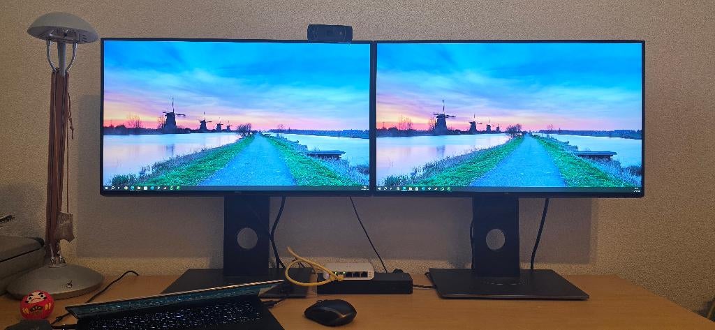 2x Dell UltraSharp U2518D 25" monitor + HP docking station, Ophalen, IPS, Zo goed als nieuw, Dell
